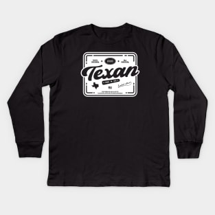 Authentic Texan Cool Vintage Label Print Texas Resident Gift Kids Long Sleeve T-Shirt